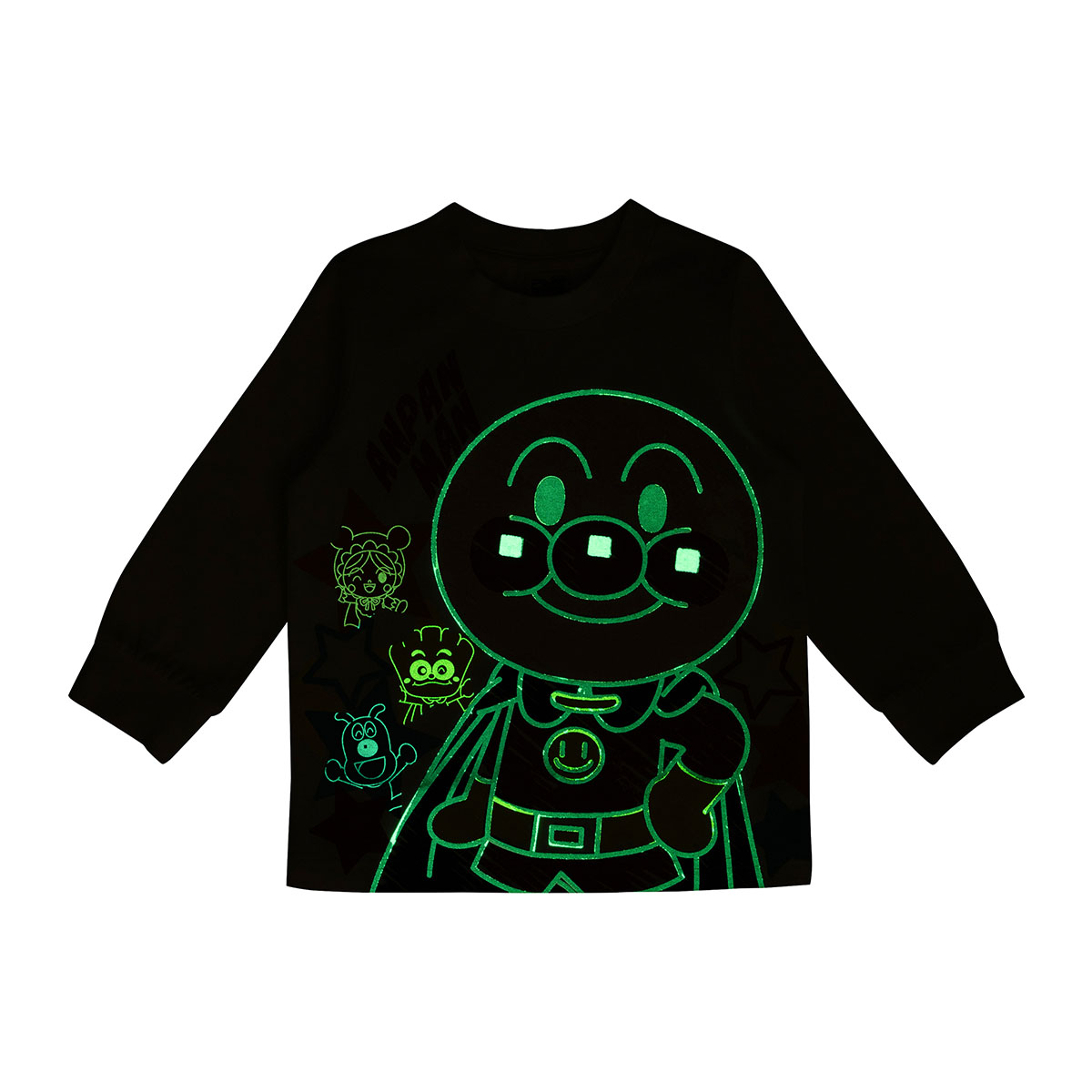 【アンパンマン】黒 タートルネック 長袖カットソー 光る！ビッグアンパンマン長袖Tシャツ｜アイテム｜アンパンマンキッズ